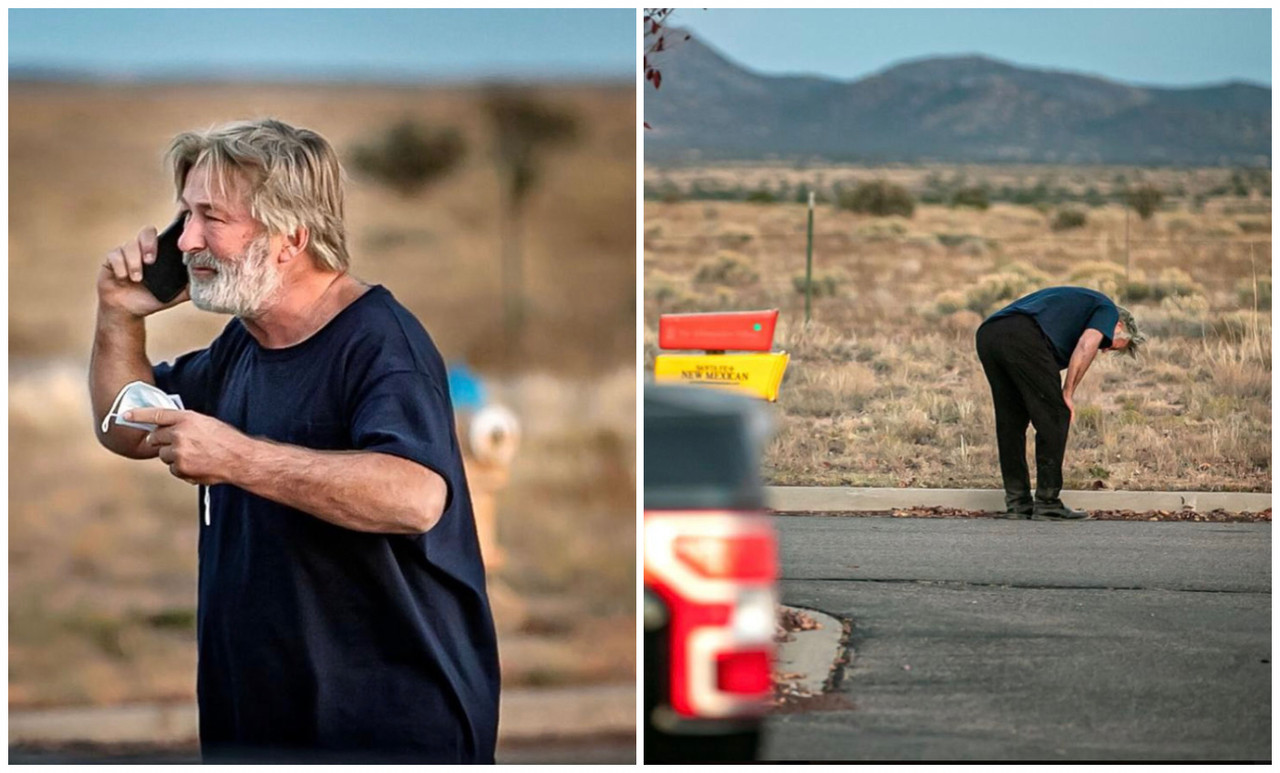 Captan a Alec Baldwin devastado tras tiro accidental que mató a Halyna Hutchins