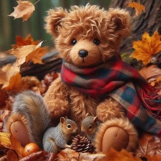 2025-teddy-bear-and-squirrel-in-leaves