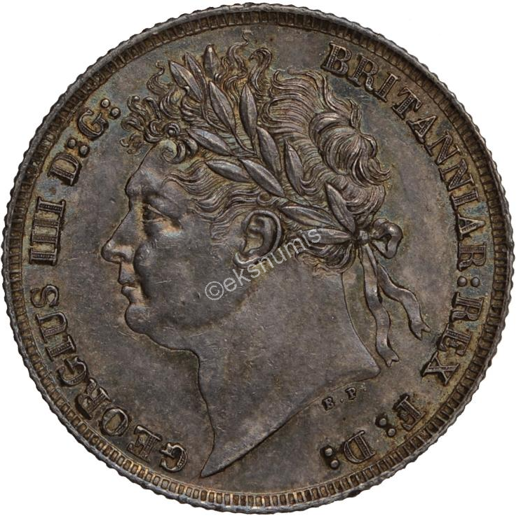 1825 Shilling Laurette Head