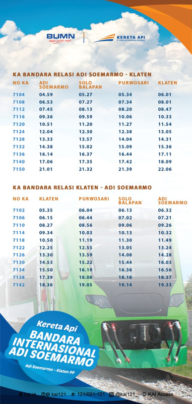 Jadwal Kereta Bandara Adi Soemarmo.