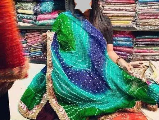 Beautiful attractive rajasthani art silk bandhani dupatta Color7 (R228)