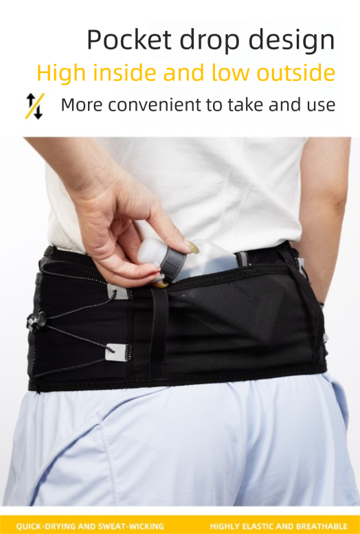 WRELS Trail Running Waist Belt - Lightweight Mesh Hydration Pack with Trekking Pole Holder - Anti-Bounce Phone Storage for Marathon & Hiking - Gray Size L (85-110cm)