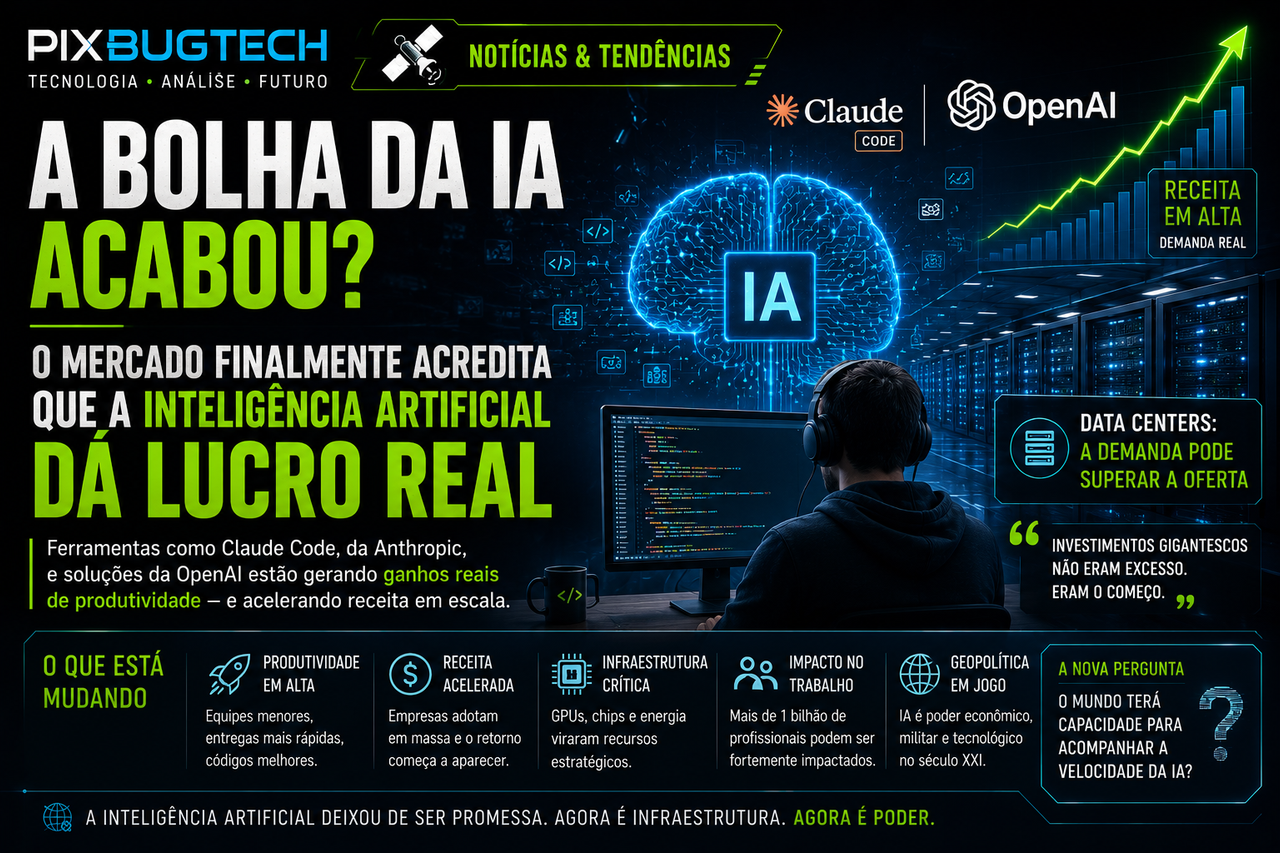 A bolha da IA acabou… ou ela acabou de começar? O mercado finalmente começou a acreditar que a inteligência artificial dá lucro real