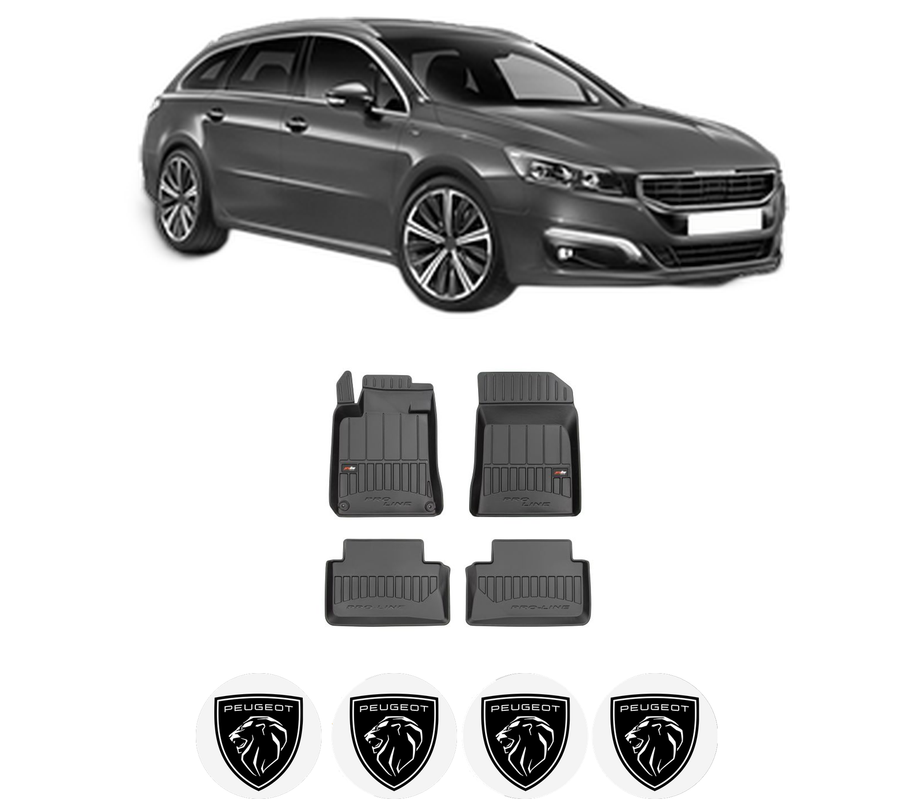 Set covorase presuri PEUGEOT 508 SW I (8E_) din 2010-2018, auto, din cauciuc thermoplastic, 4 Stickere auto cu PEUGEOT