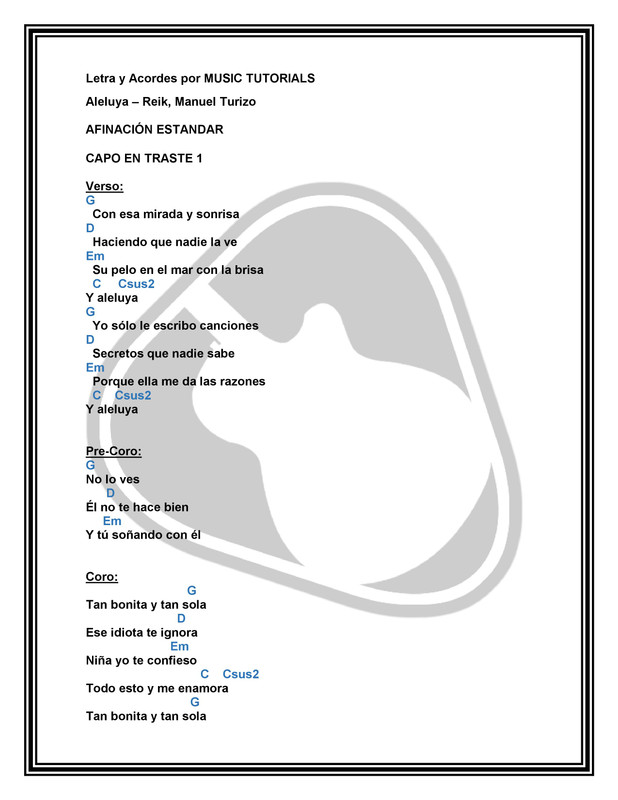 Cómo tocar Aleluya de Reik, MTZ en Guitarra | Tutorial + PDF GRATIS ⋆ Music  Tutorials