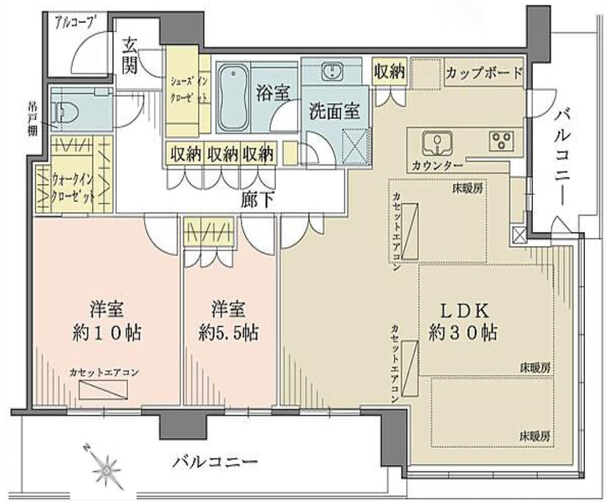 Floor Plan - 2LDK, 105.98 ㎡