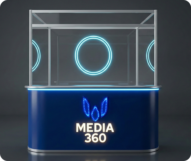 เคาน์เตอร์บูธ PVC พร้อมป้ายไฟ