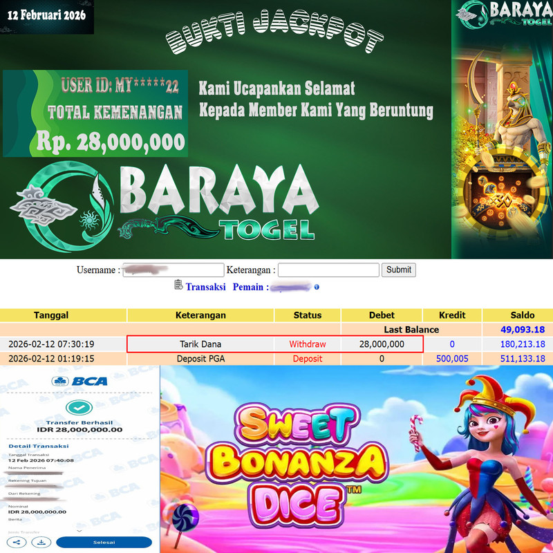 Rp. 28.000.000.- WD LUNAS DI BARAYATOGEL