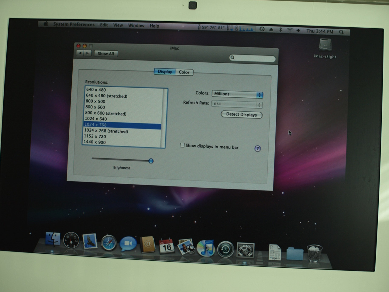 7 imac changing resolutions no glitch