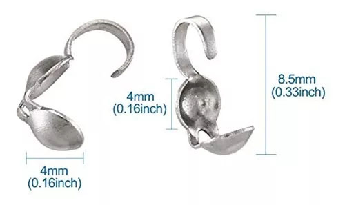 tapa nudos en metal para abalorios bisuteria collar mostacilla nylon