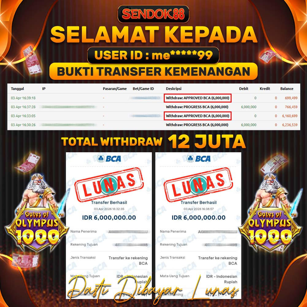 SENDOK88 JEPE! GATES OF OLYMPUS 1000 Rp 12.000.000,- LUNAS!
