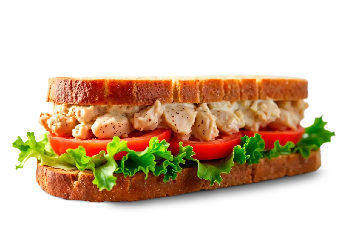 Lanche natural de frango com alface e tomate