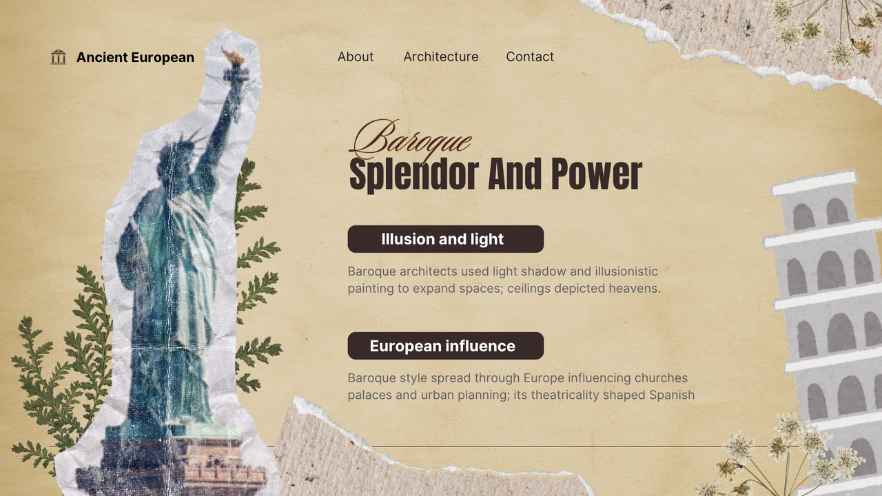 Brown Simple Ancient European Architecture Presentation