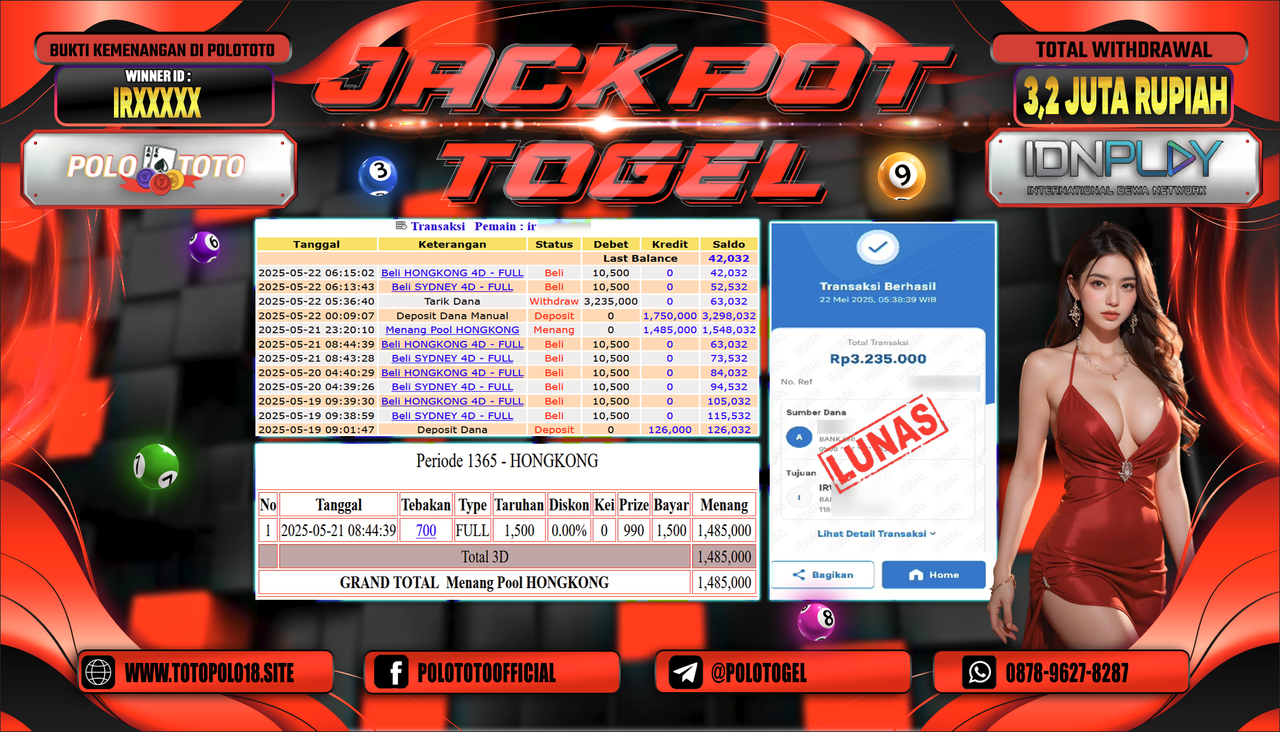 POLOTOTO JACKPOT TOGEL HONGKONG LOTTO Rp.3.235.000,-