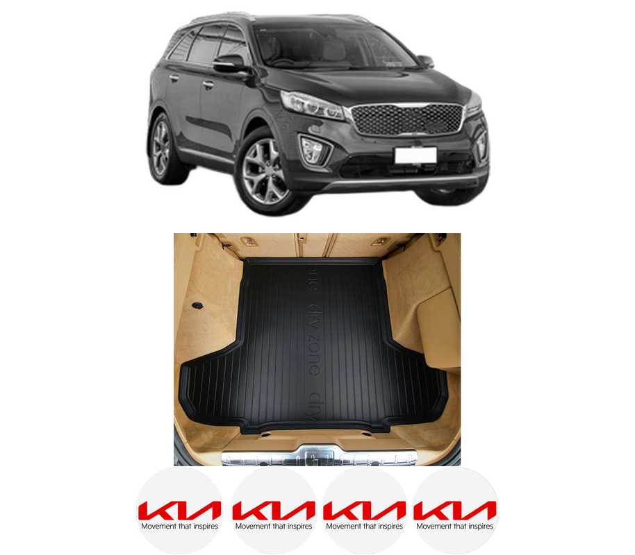 Tavita Portbagaj KIA SORENTO III (UM) din 2015-2020, Protectie Portbagaj Auto, 4x Stickere auto cu KIA