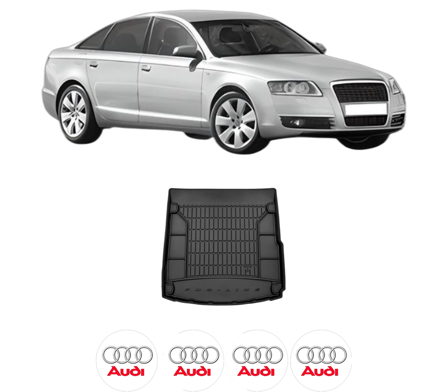 Tavita Portbagaj AUDI A6 C6 (4F2) din 2004-2011, Protectie Portbagaj Auto, 4x Stickere auto cu AUDI