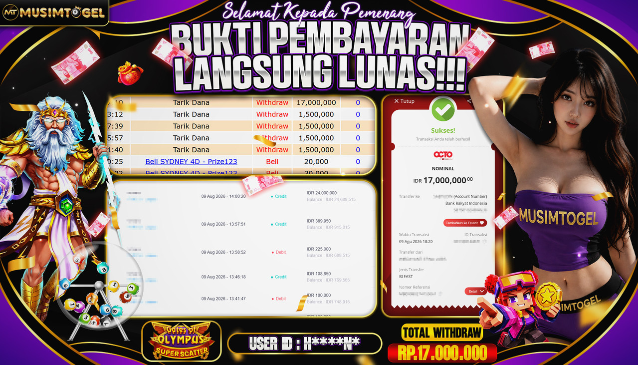MUSIMTOGEL JP SLOT  17,000,000 - GATES OF OLYMPUS SCATER - PRAGMATIC PLAY
