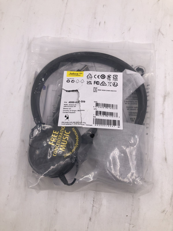JABRA EVOLVE 20 4999-879-209 STEREO UC HEADSET JABRA EVOLVE 20 4999-879-209 STEREO UC HEADSET