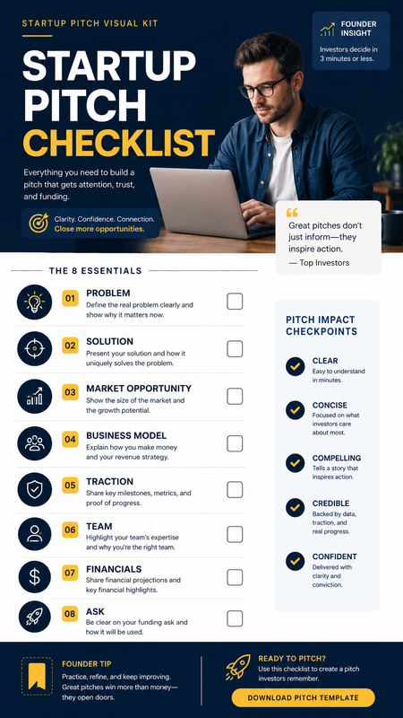 Startup Pitch Visual Kit Checklist Poster Generator