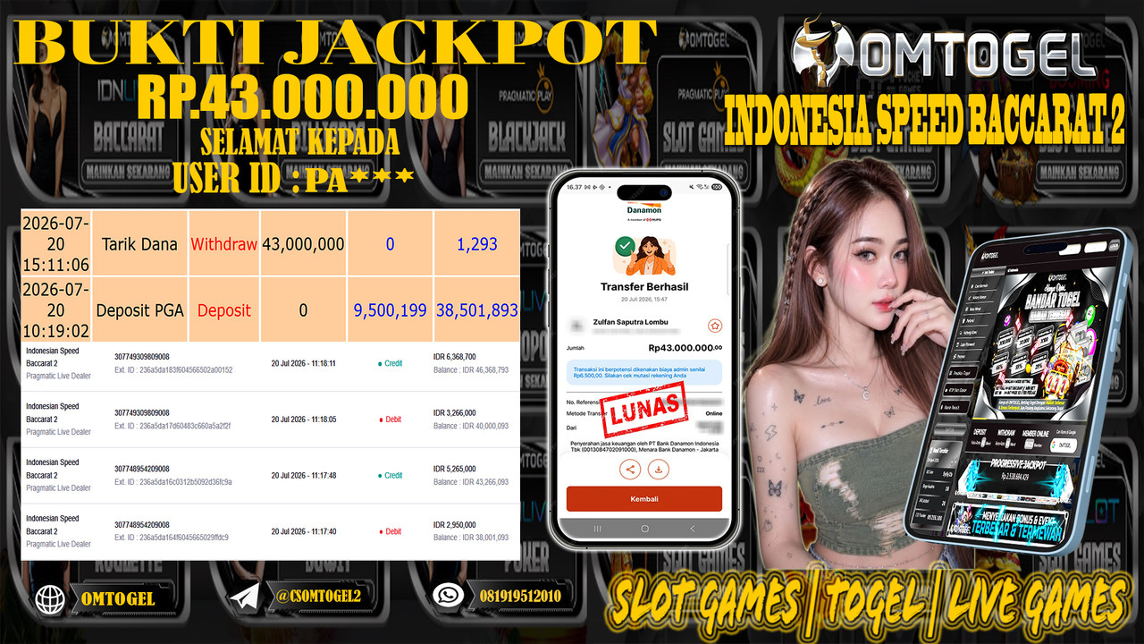 OMTOGEL JACKPOT PRAGMATICPLAY LIVE DEALER Rp,43,000,000,- DIBAYAR LUNAS
