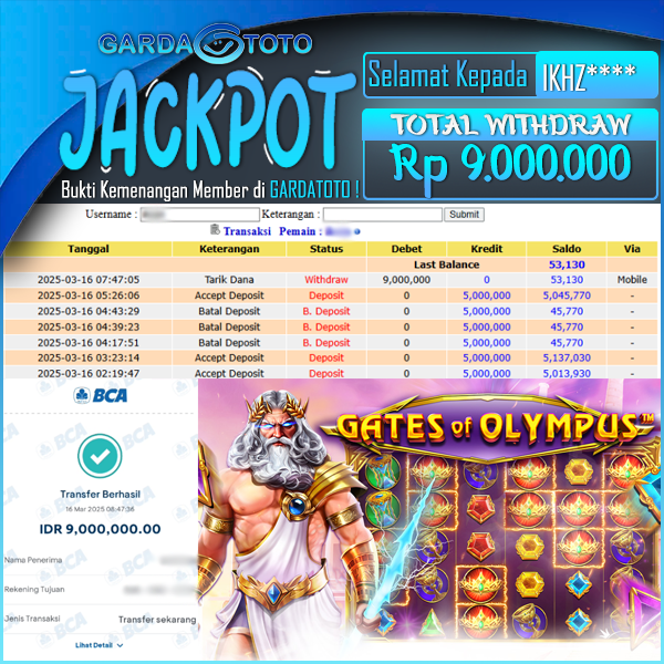 JACKPOT SLOT MAIN DI SLOT GATES OF OLYMPUS WD Rp 9.000.000,- DIBAYAR LUNAS GARDATOTO MANTAP !