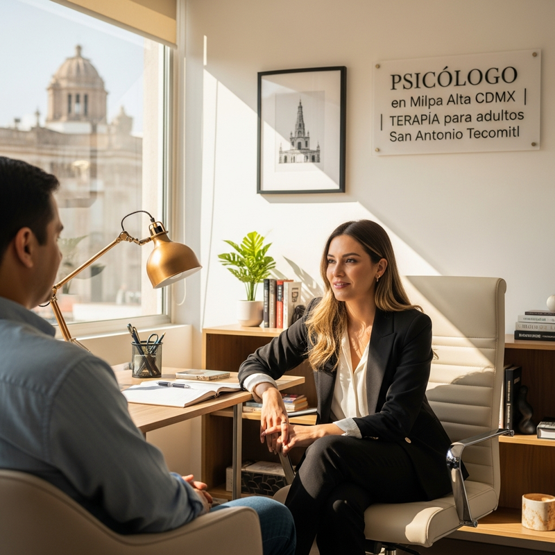 Psicóloga en sesión con adulto