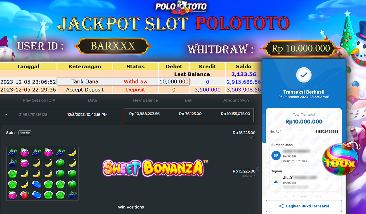 BUKTI PEMBAYARAN JACKPOT DIPOLOTOTO DIBAYAR LUNAS!!!