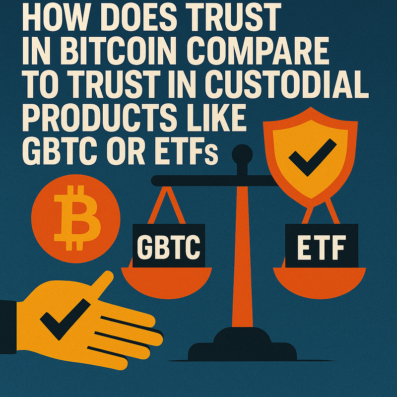 How does trust in Bitcoin compare to trust in custodial products like GBTC or ETFs
