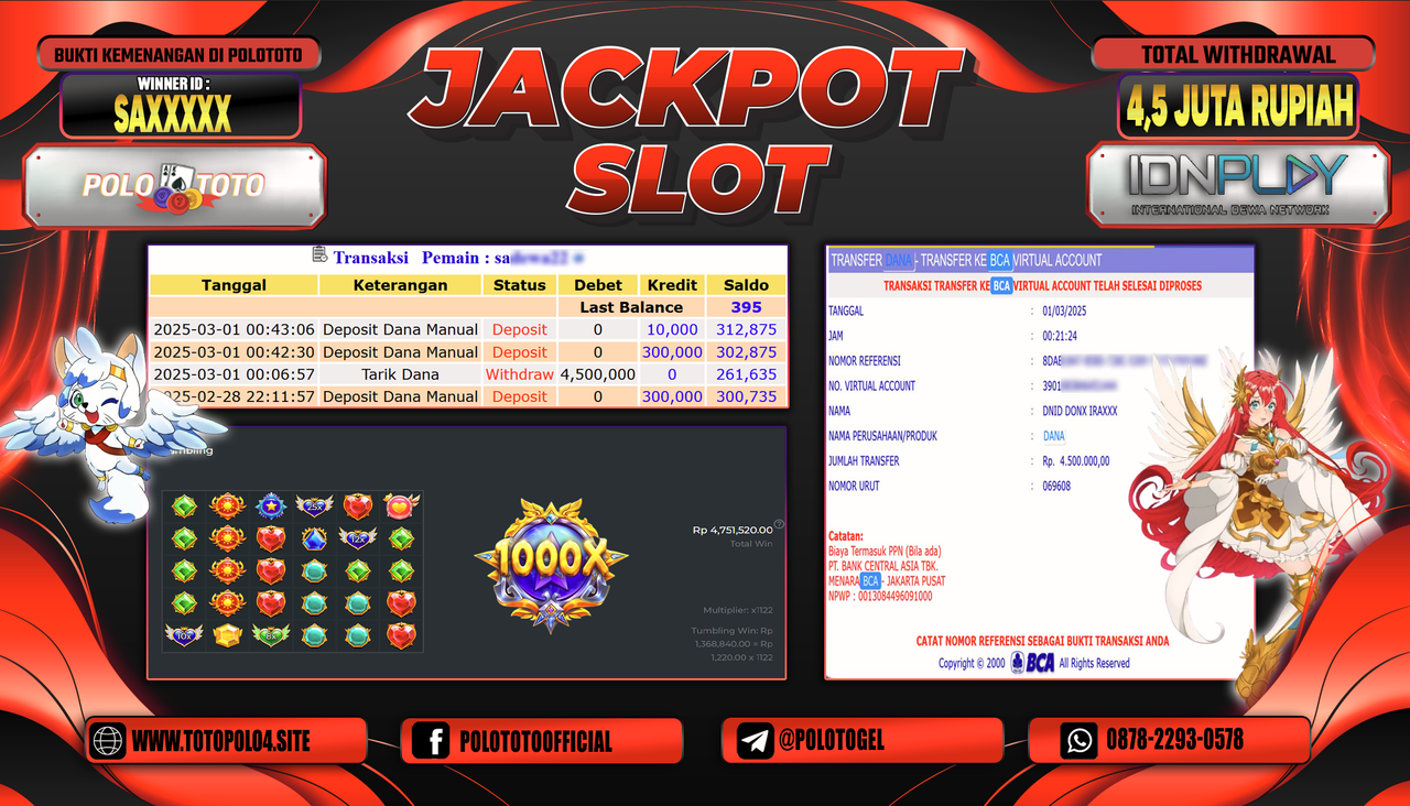 POLOTOTO JACKPOT SLOT STARLIGHT PRINCESS 1000 Rp.2.550.000,-