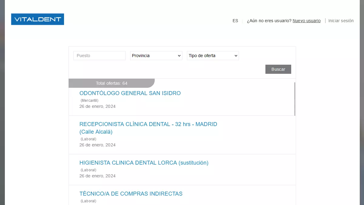 Portal de empleo Vitaldent