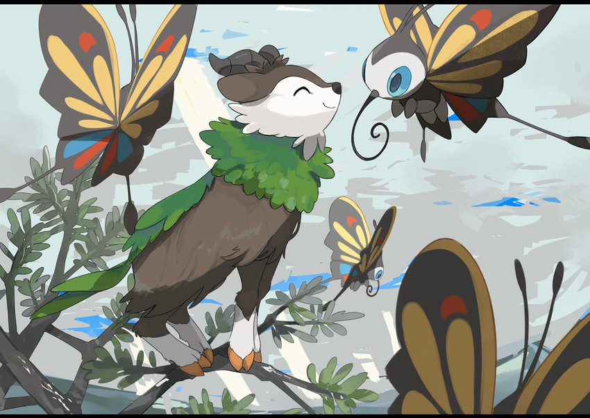 beautifly-and-skiddo-pokemon-drawn-by-fu