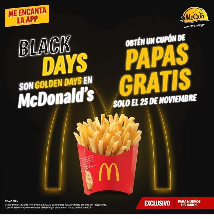 McDonald's: Cupón Para Papas GRATIS (25 de noviembre) 
