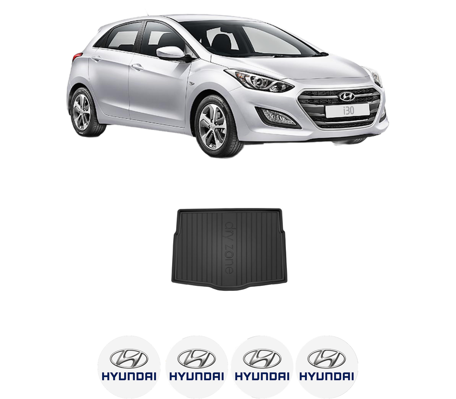 Tavita Portbagaj HYUNDAI i30 (GD) din 2011-2016, Protectie Portbagaj Auto, 4x Stickere auto cu HYUNDAI