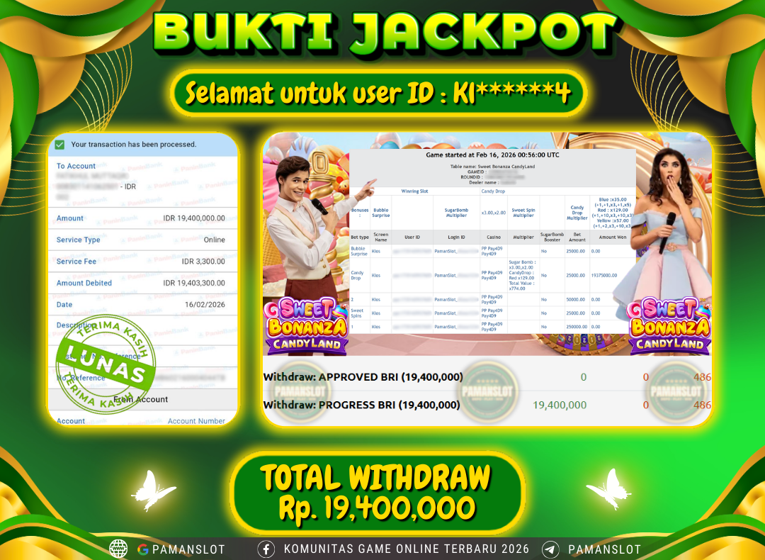 PAMANSLOT JACKPOT Game Live - Sweet Bonanza Candyland Rp.19,400,000- LUNAS