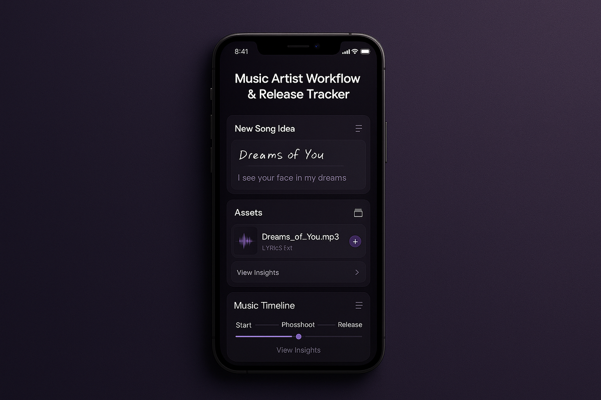 Progress Tracker for Music Artists -  Workflow & Release Tracker