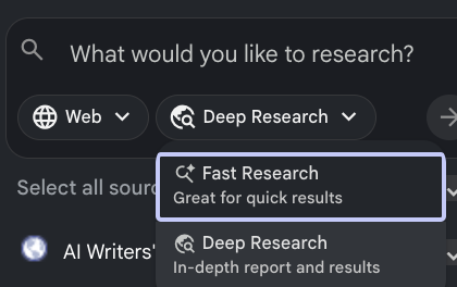 NotebookLM research interface