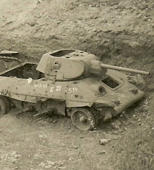 Bargain Lot (2) Photos- Rare Pics of US Soldier Posed w- KO'd French Char B1 & Russian T-34 Panzer T