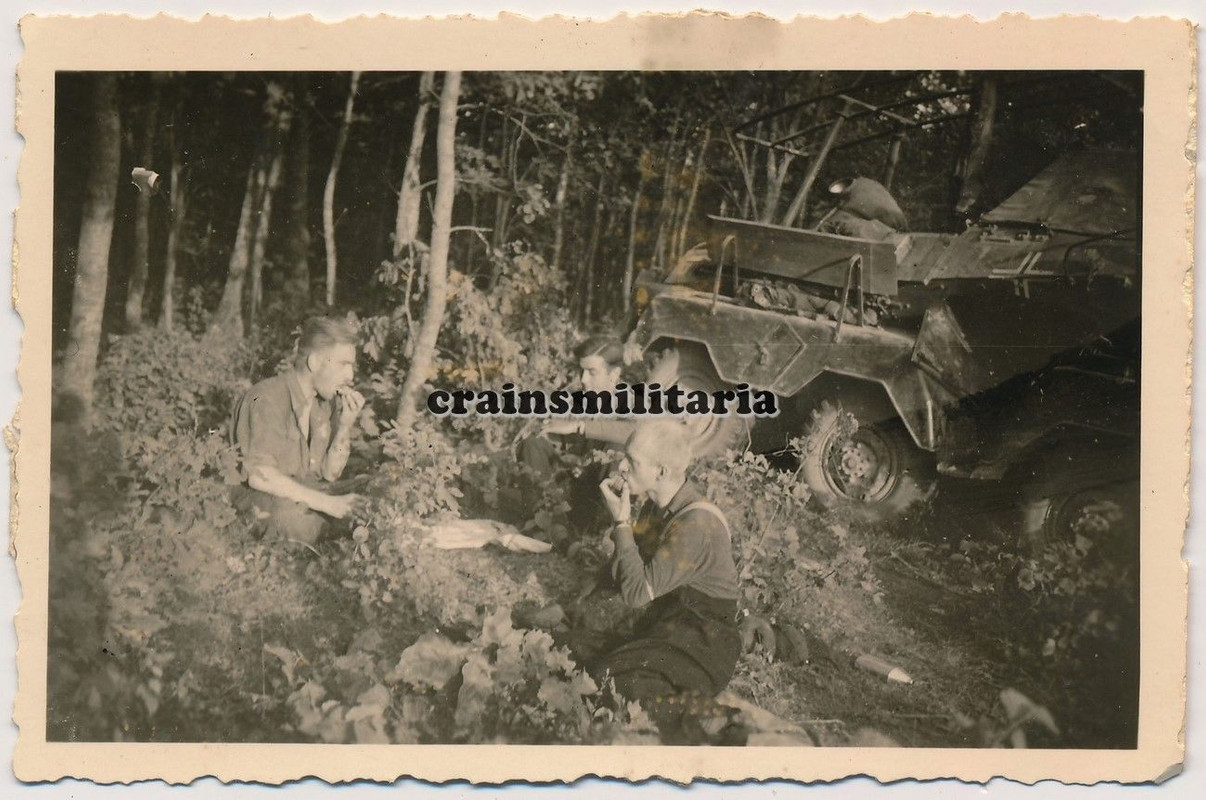 Orig. Foto SdKfz 263 Funk Panzerspähwagen Panzer in Wald Stellun