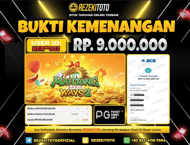 BUKTI KEMENANGAN 05 JULI 2025 MAHJONG WAYS 2 9 JUTA 