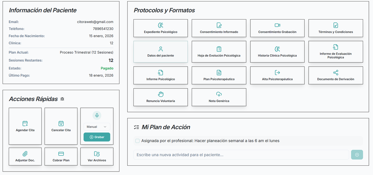 Vista previa del Expediente Clínico Digital