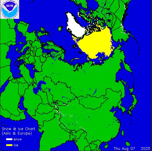 sea ice and snow cover 7th aug 2025