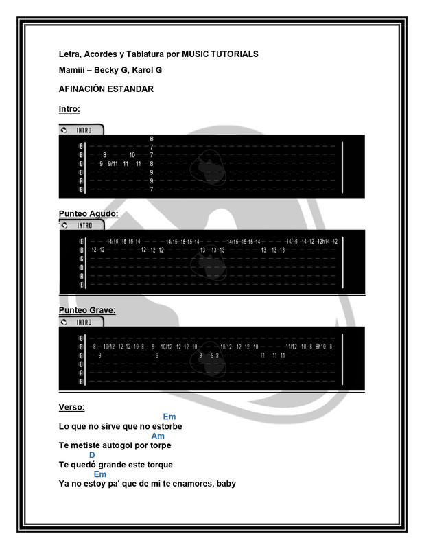Mamiii Becky G Karol G Letra y Acordes by MUSICTUTORIALS_page-0001