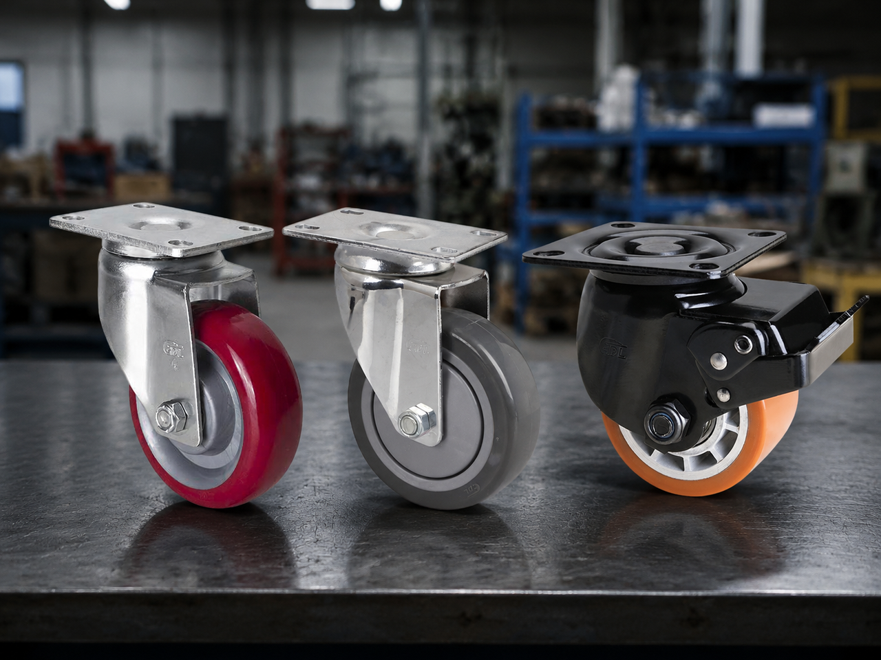 Different caster bracket surface treatments