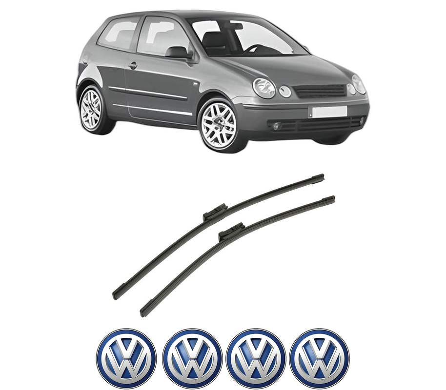 Set stergatoare auto Volkswagen POLO IV (9N_, 9A_) din 2001-2009, pentru parbriz auto, 2 bucati, Bosch Aerotwin, din cauciuc siliconat rezistent, 4 Stickere Auto Volkswagen