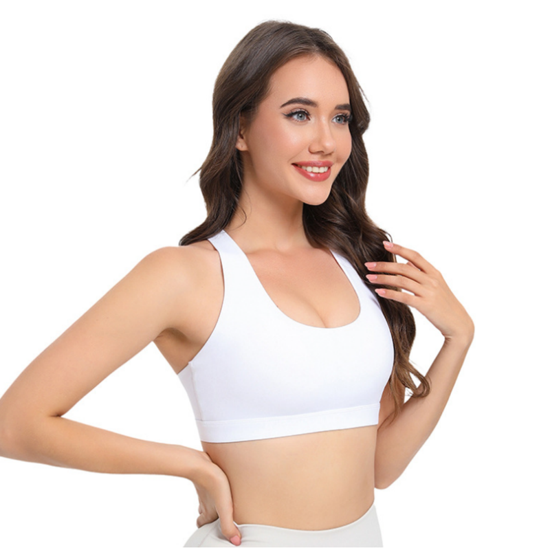 2-Pack White High-Support Shockproof Sports Bra(L Size) - Women's Backless Yoga Running Vest with Naked-Feel Comfort (Padded & Wire-Free)