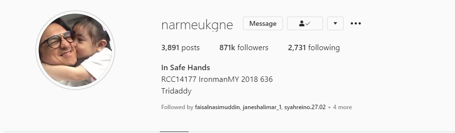 Engku Emran ganti username dan foto profil Instagram (Instagram @narmeukgne)