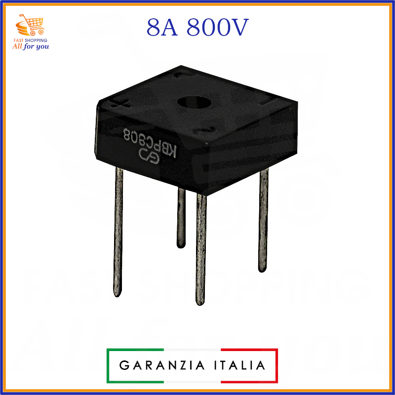 Raddrizzatore a ponte di con diodi 800V 8A KBPC808 corrente continua doppia semionda monofase