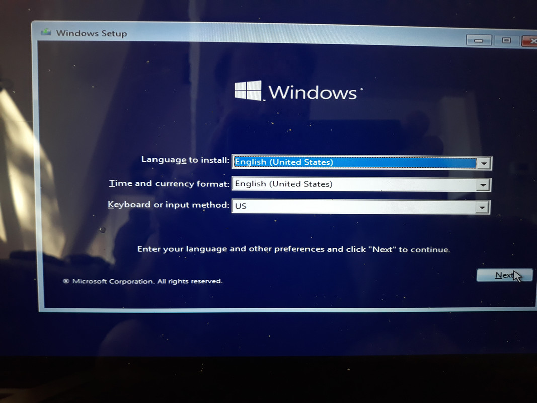 Windows Setup Screen