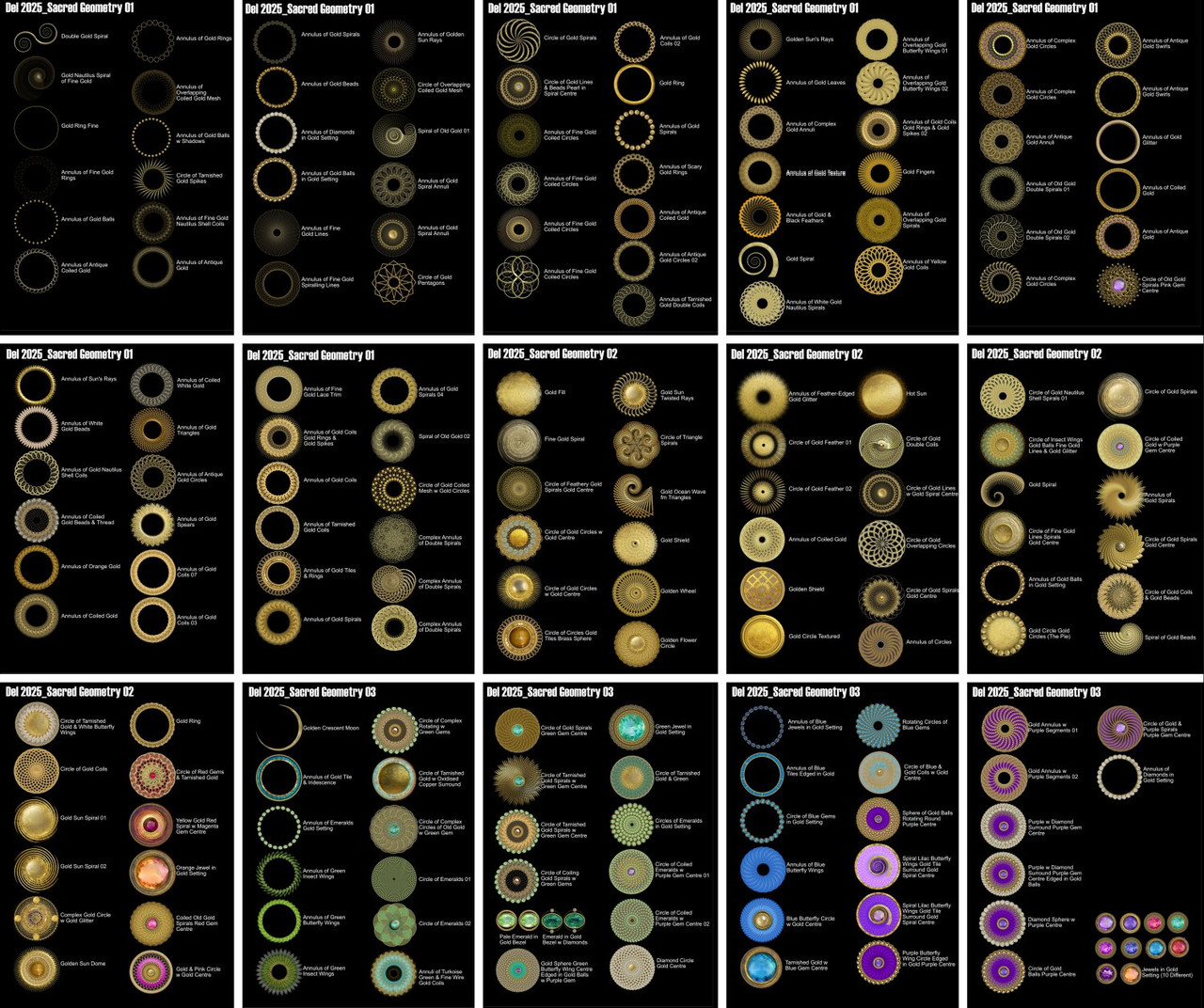 Del N Sacred Geometry Brushes