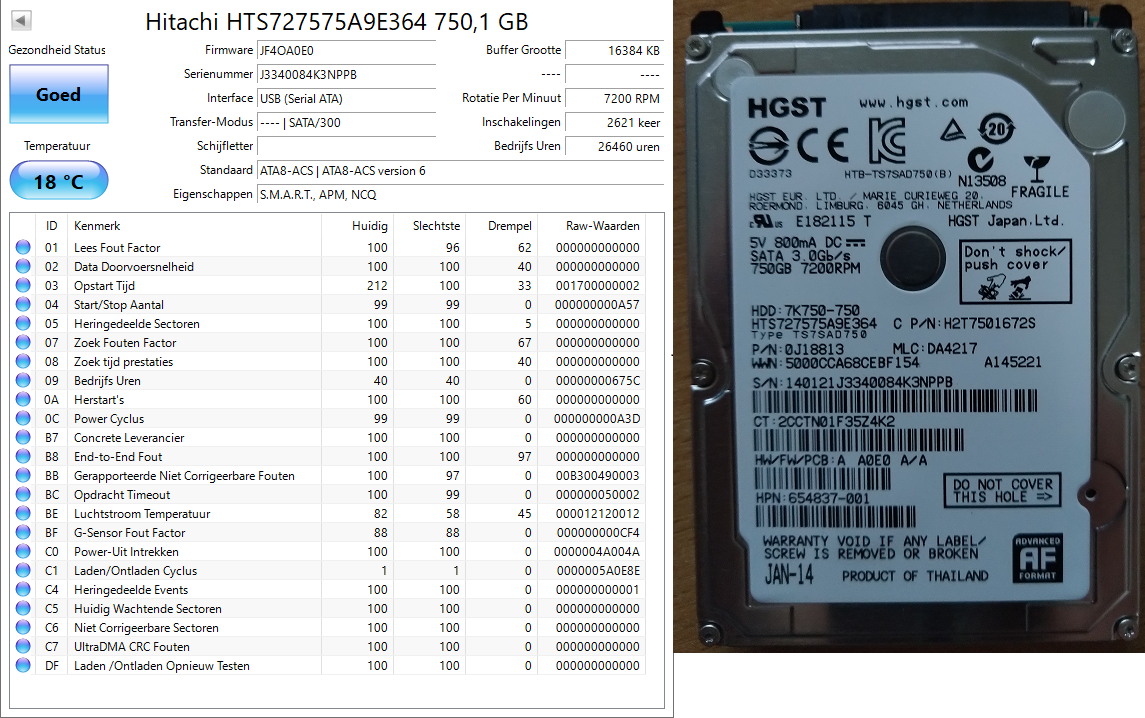 750GB - J3340084K3NPPB - HTS727575A9E364
